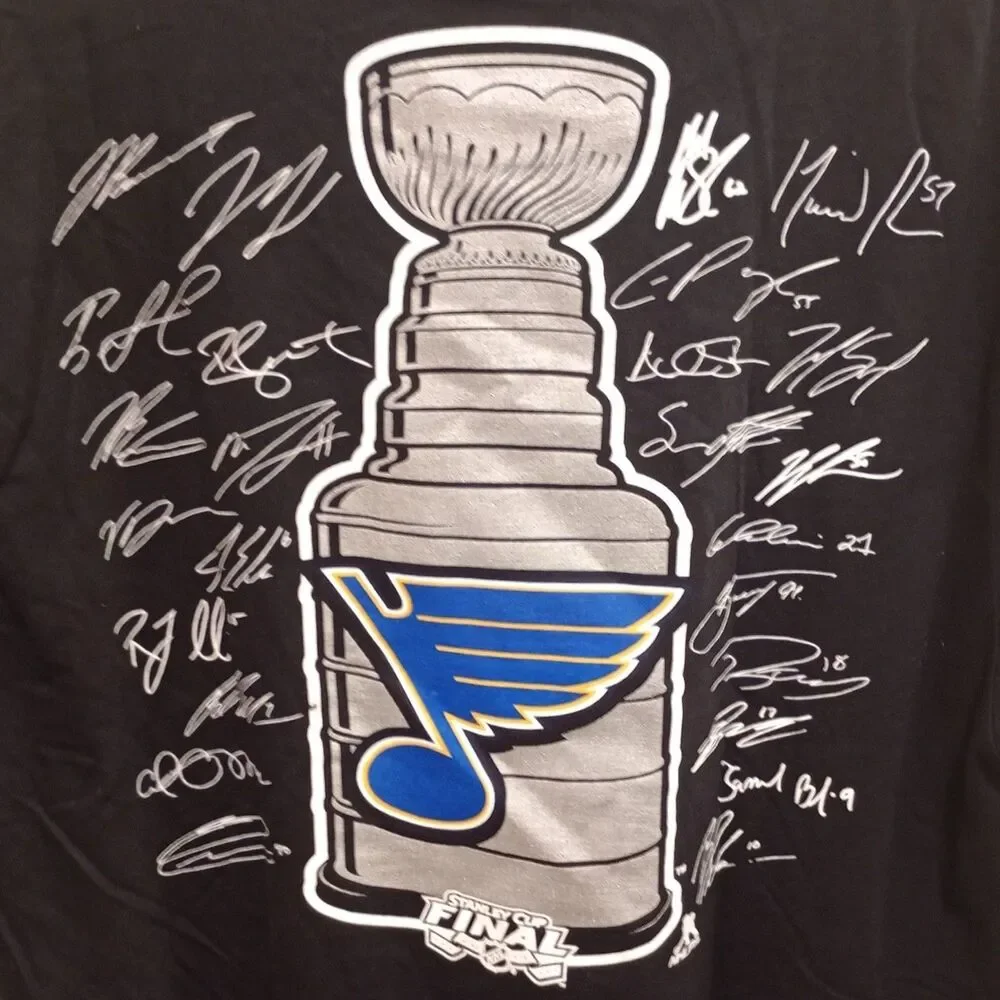 St. Louis Blues 2019 Stanley Cup Champions Fanatics T-shirt M  NHL Signatures
